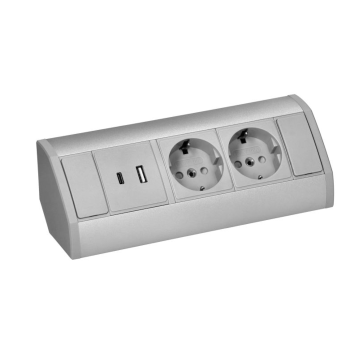 GNIAZDO MEBLOWE PODWÓJNE ORNO OR-GM-9039(GS)/G 2xUSB SCHUKO